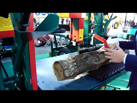 Dimostrazione Sega a nastro Mundial Vjmar modello 500 carrellata con spaccalegna da 10 ton. girevole