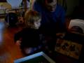 Lia plays with (Miffy )Nijntjes viltschilderijen from grandma and grandpa Mertens!