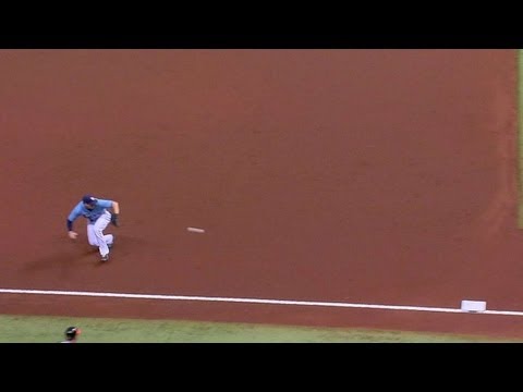 Video: Johnson trips, recovers to make the out
