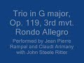 trio in g major, op. 119 3rd mvt rondo allegro
performed by jean pierre rampal and claudi arimany with john steele ritter
do give comments and ratings! :d