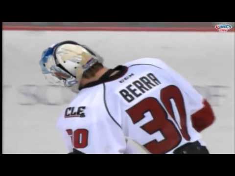 Reto Berra Scores and Then Celebrates