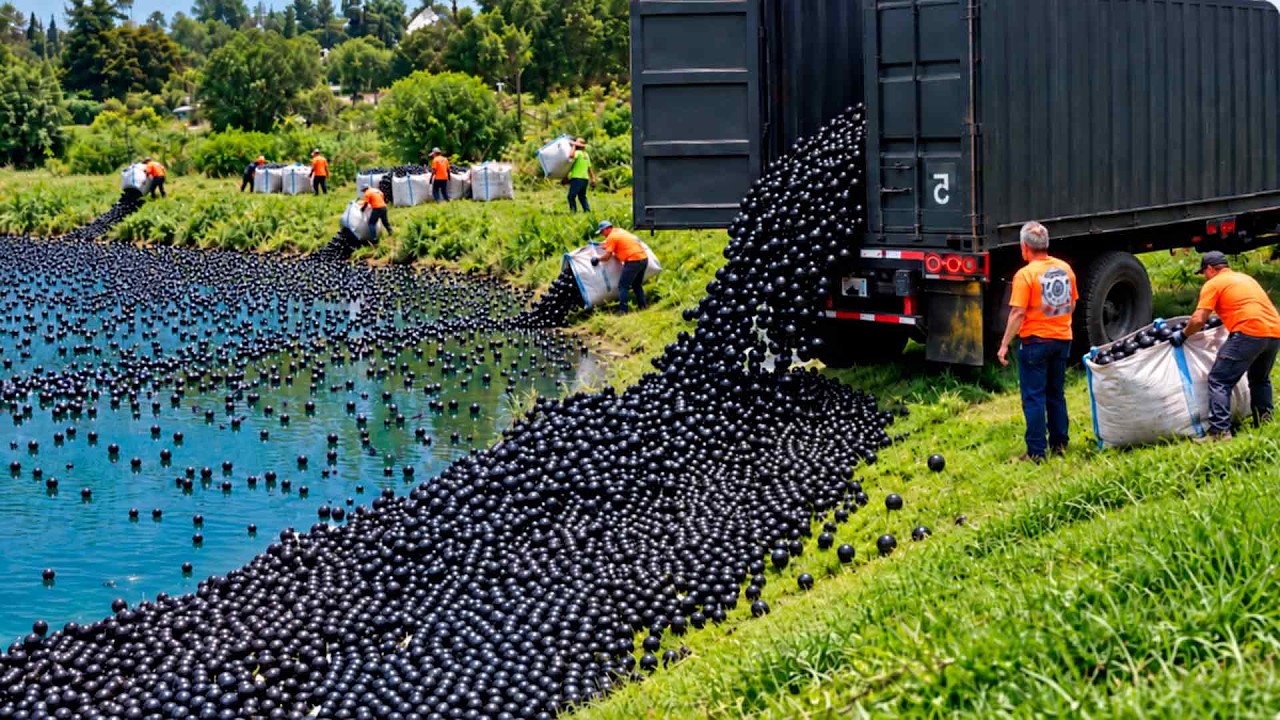 Porque jogaram 90 milhões de bolas pretas nesse lago?