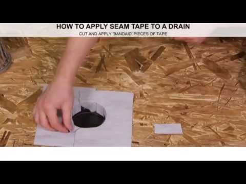 Liquid Rubber Seam Tape applied to a Drain