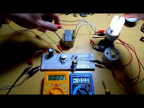 Joule Ringer - Finally running a modified 9w CFL and a LED Bulb with very good light. Using a standard transformer and 2 Li-ion cells.