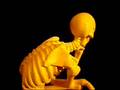 The Thinker skeleton statue -- Bright Yellow Textured Finis