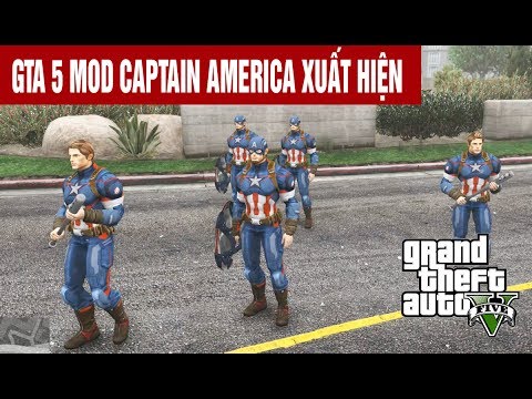 GTA 5 Mod Biệt đội Captain America (Đội trưởng mỹ) náo loạn thành phố Với Hulk - Grand Theft Auto V