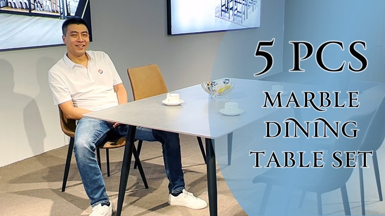 5 piece Marble Dining Table Set - Raymond