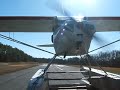 Taylorcraft on Floats take-off from flatbed car hauler Taylorcraft on Floats take-off from flatbed car hauler