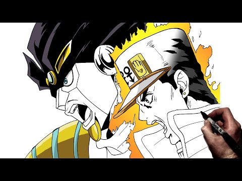 video-linktoworks-How To Draw Jotaro & Star Platinum The World | Step By...