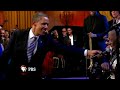 President Obama is persuaded by blues legend Buddy Guy to sing a few lines of Sweet Home Chicago with BB King at a White House blues festival. . Report by Mark Morris. Like us on Facebook at www.facebook.com and follow us on Twitter at twitter.com