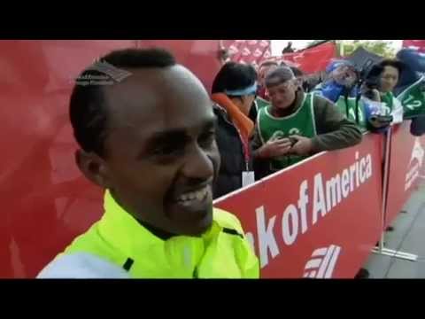 Tsegaye Kebede - Excited Ethiopian Athlete Tsegaye Kebede interview With NBC reporter after Winning Chicago Marathon 2012.