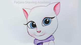 How to draw talking angela step by step