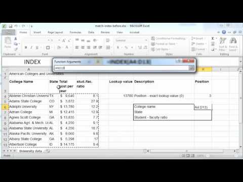 how to use the index function in excel