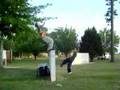 double or nothing -- me friend does a standing backlfip off the wall at the same time i run up it and wall flip