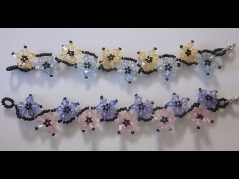 PULSERA DE FLORES ENTRELAZADAS CON TUPIES Y BOLITAS