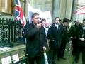 Pat Harrington speaking outside the gtc birmingham