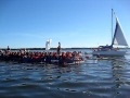 School sailors set out on a gym mat