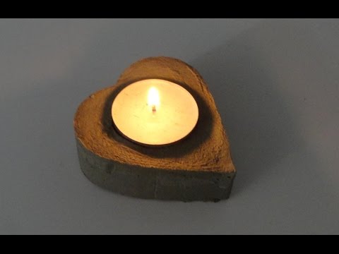 DIY Herz Kerzenleuchter aus Beton selber machen - Kerzenständer gießen -   Deko basteln - Windlicht