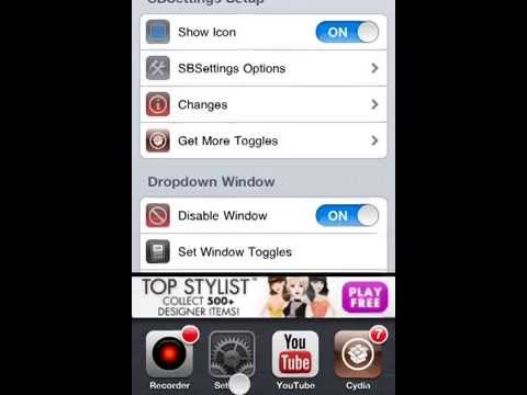 how to enable sbsettings in notification center