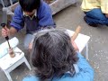 inoculating our log for shiitake cultivation