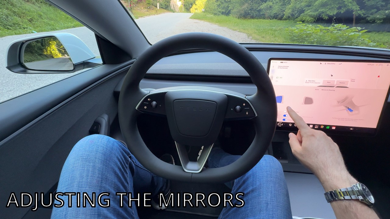TESLA MODEL 3 Standard RWD 2026 (Europe) - how to ADJUST THE MIRRORS