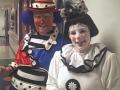 Clowns perform circus acts for hospital patients