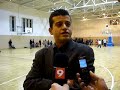 entrevista al entrenador del club basquet vic despues del partido contra el santa pola.