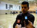 entrevista al entrenador del club basquet vic despues del partido contra el santa pola.