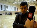 entrevista al entrenador del club basquet vic despues del partido contra el santa pola.