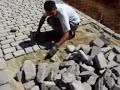 Pose de paves basalte
