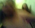 megan and emilee sliding down the stairs