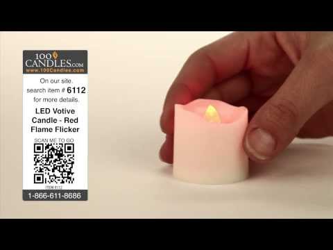 Battery Operated LED Votive Candle - Red Flame Flicker