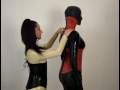 latex rubber corset and catsuit