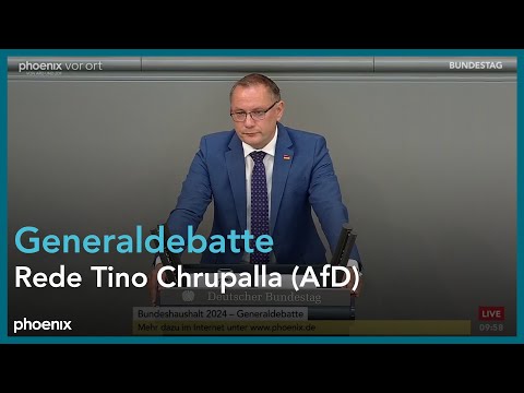 AfD-Parteivorsitzender Tino Chrupalla in der Generaldebatte des Bundestags am 06.09.2023