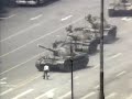 chinese tanks blocked by a man at tianamen square