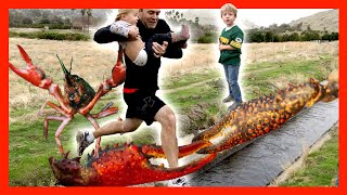 Kids Catch Crawdads and Explore Around a Ditch