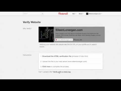 how to verify pinterest on wordpress