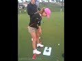 Beatriz Recari putting with pro stance golf