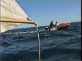 canoe sailing Harriet Bay, Quadra Island, B C, Canada