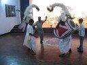 Dhaki, traditional drum beater of West Bengal.