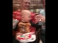 Riley takes a big boy drink