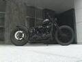 full black panhead chopper