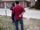 Cameron and Emmit Sword fighting at Lincoln College