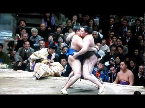 大相撲初場所10日目 白鵬対鶴竜 鶴竜寄り切り