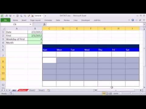 how to create calendar in excel