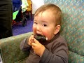 Tane loves Onigiri - rice ball. I believe he was really hungry that time but I didn't know, sorry Tane. We are on the ferry, from Wellington to Picton.