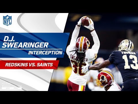 Video: D.J. Swearinger's Leaping INT Leads to FG! | Redskins vs. Saints | NFL Wk 11 Highlights