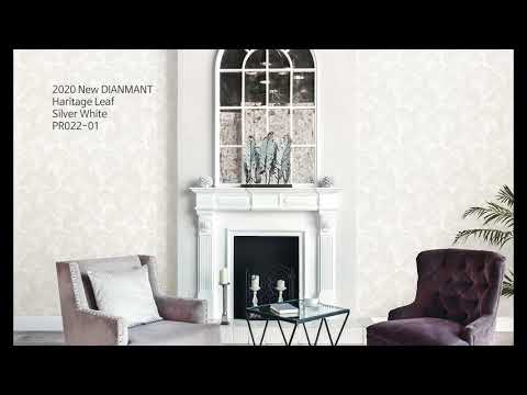 2020 NEW DIAMANT PR022-01 Haritage Leaf Silver White , PR022-02 Pale Pink ( 디아망 실크벽지)