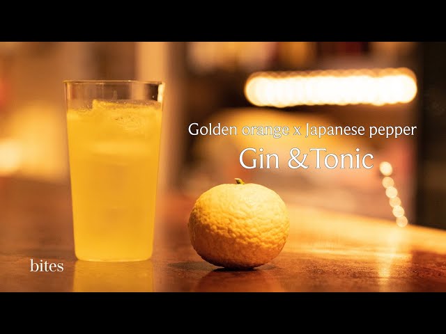 Golden orange x Japanese pepper G&T   / 黄金柑×山椒のジン&トニック