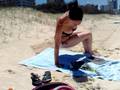Kimberley Boreham falling in a sand hole!